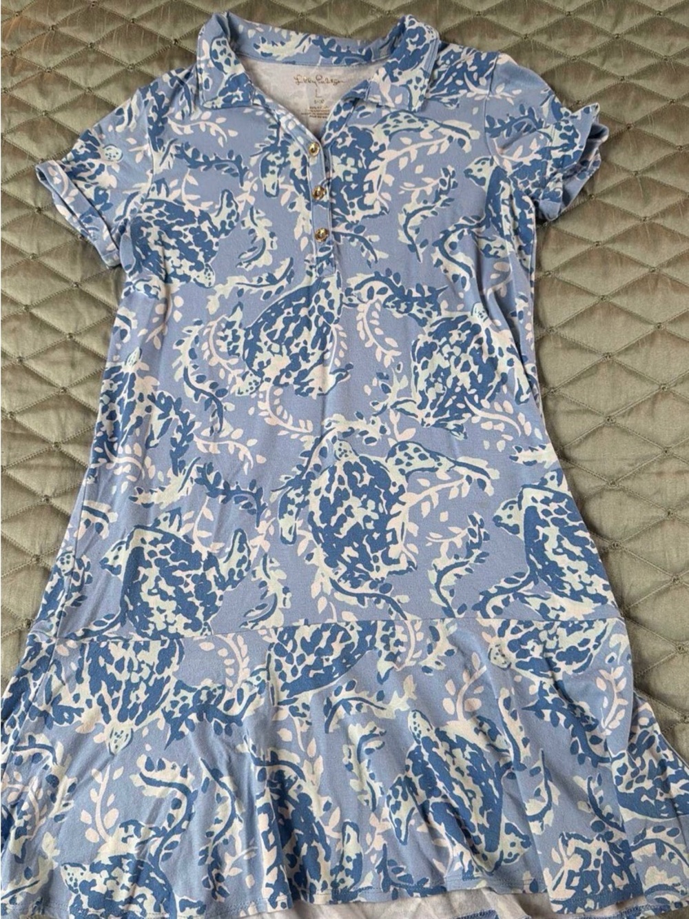 Lilly Pulitzer Blue and White Floral Polo Dress for Girls